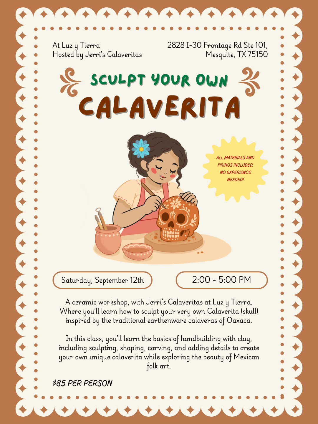 Sculpt Your Own Calaverita Workshop | At Luz y Tierra
