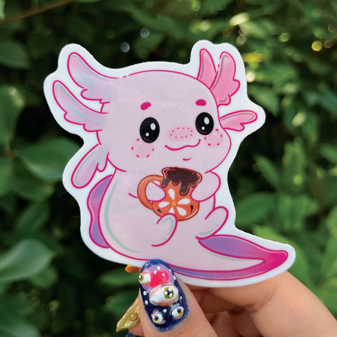 Cafecito Axolotl Sticker | Glossy Vinyl Sticker