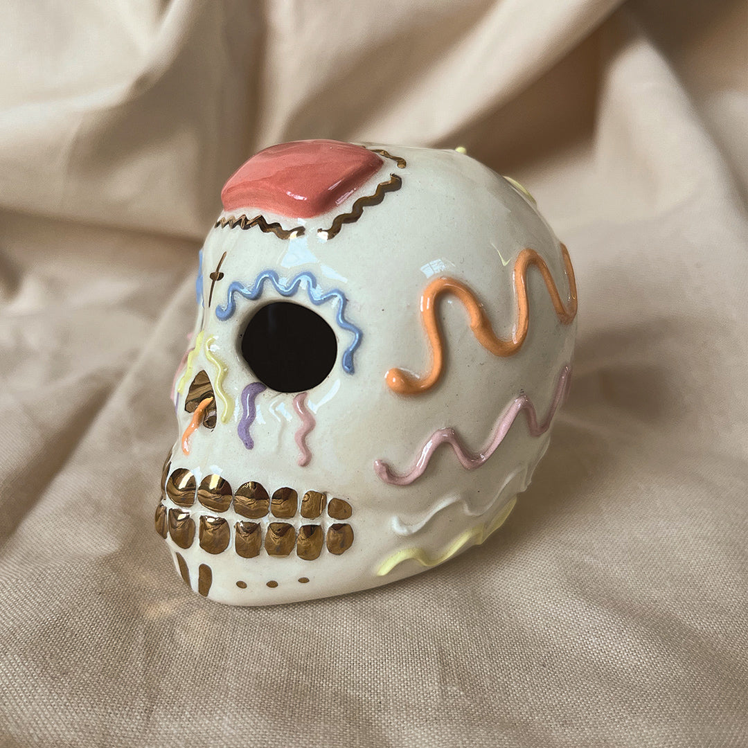 Pink & Blue Calaverita De Azucar [Incense Holder/Burner]