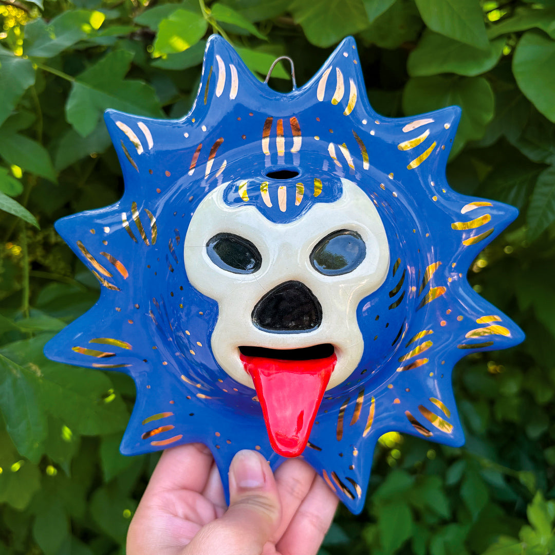 Golden Blue Demon Lucha Solecito Wall Hanging [Incense Holder/Burner]
