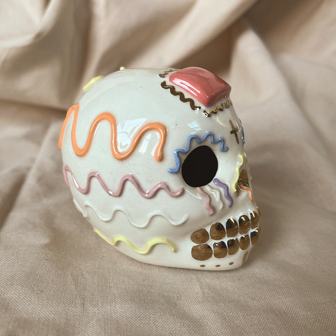 Pink & Blue Calaverita De Azucar [Incense Holder/Burner]