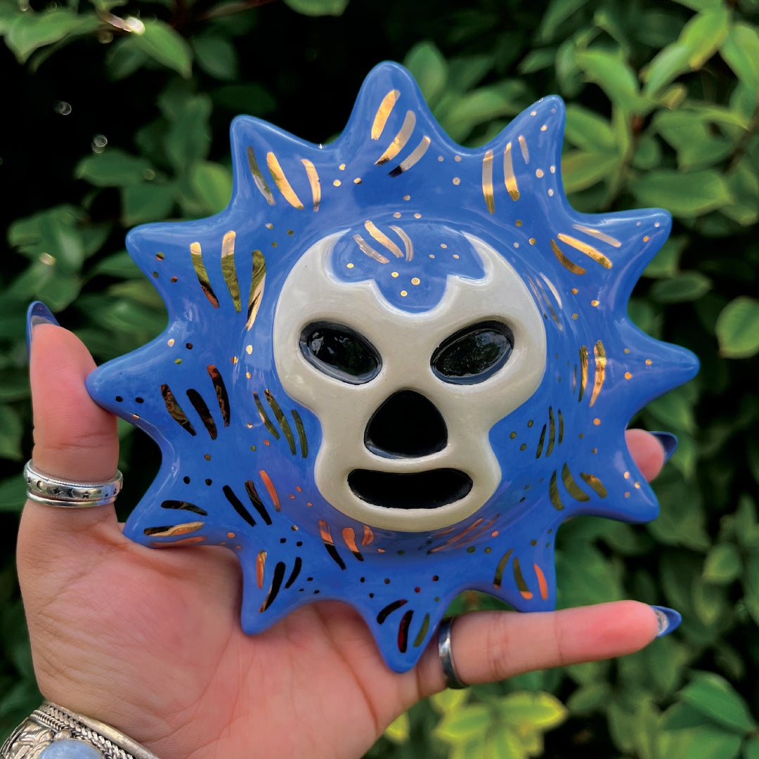 Golden Blue Demon Lucha Solecito Wall Hanging [Preorder]