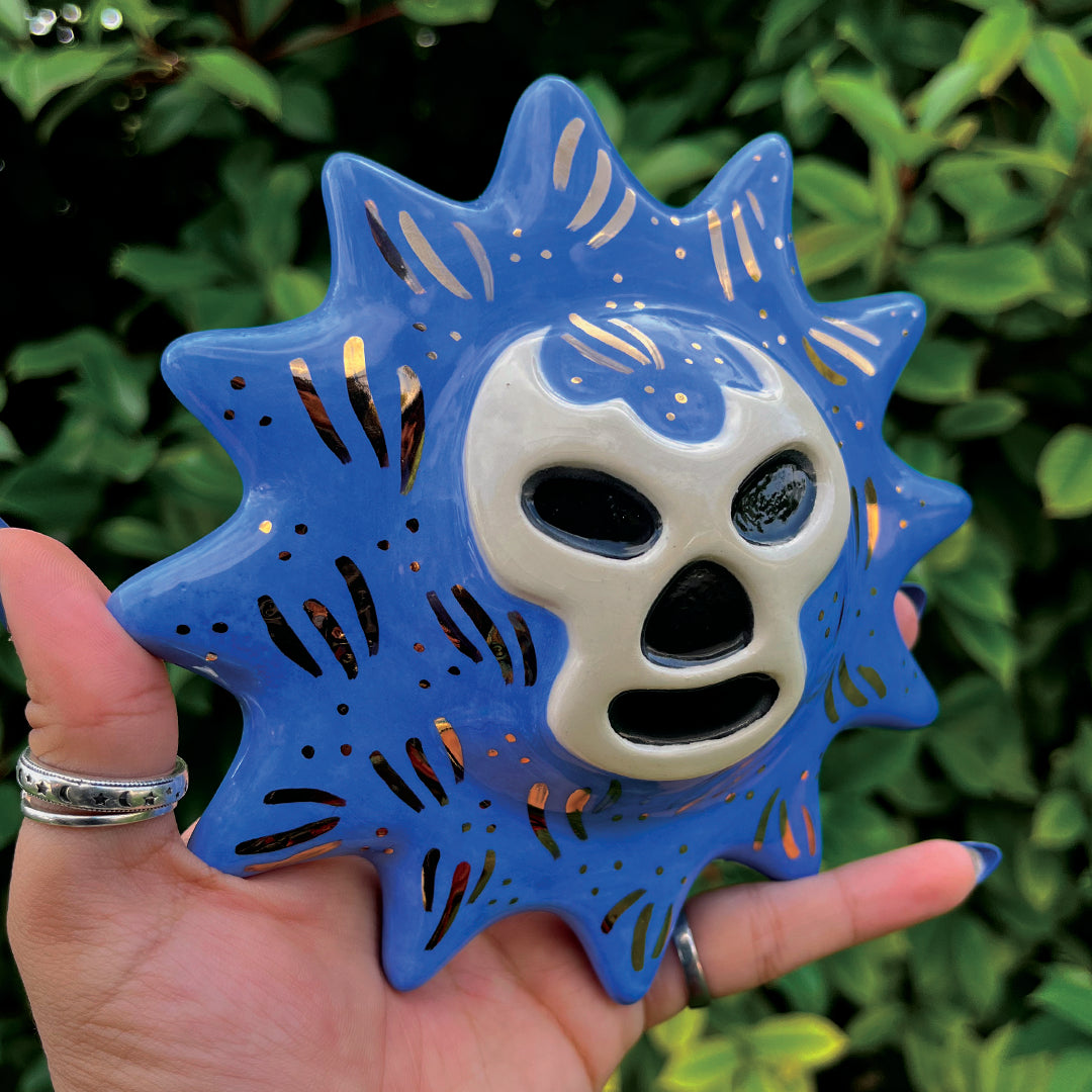 Golden Blue Demon Lucha Solecito Wall Hanging [Preorder]