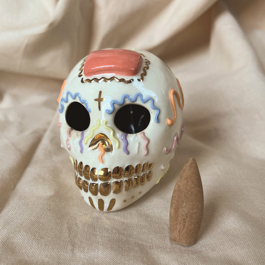 Pink & Blue Calaverita De Azucar [Incense Holder/Burner]