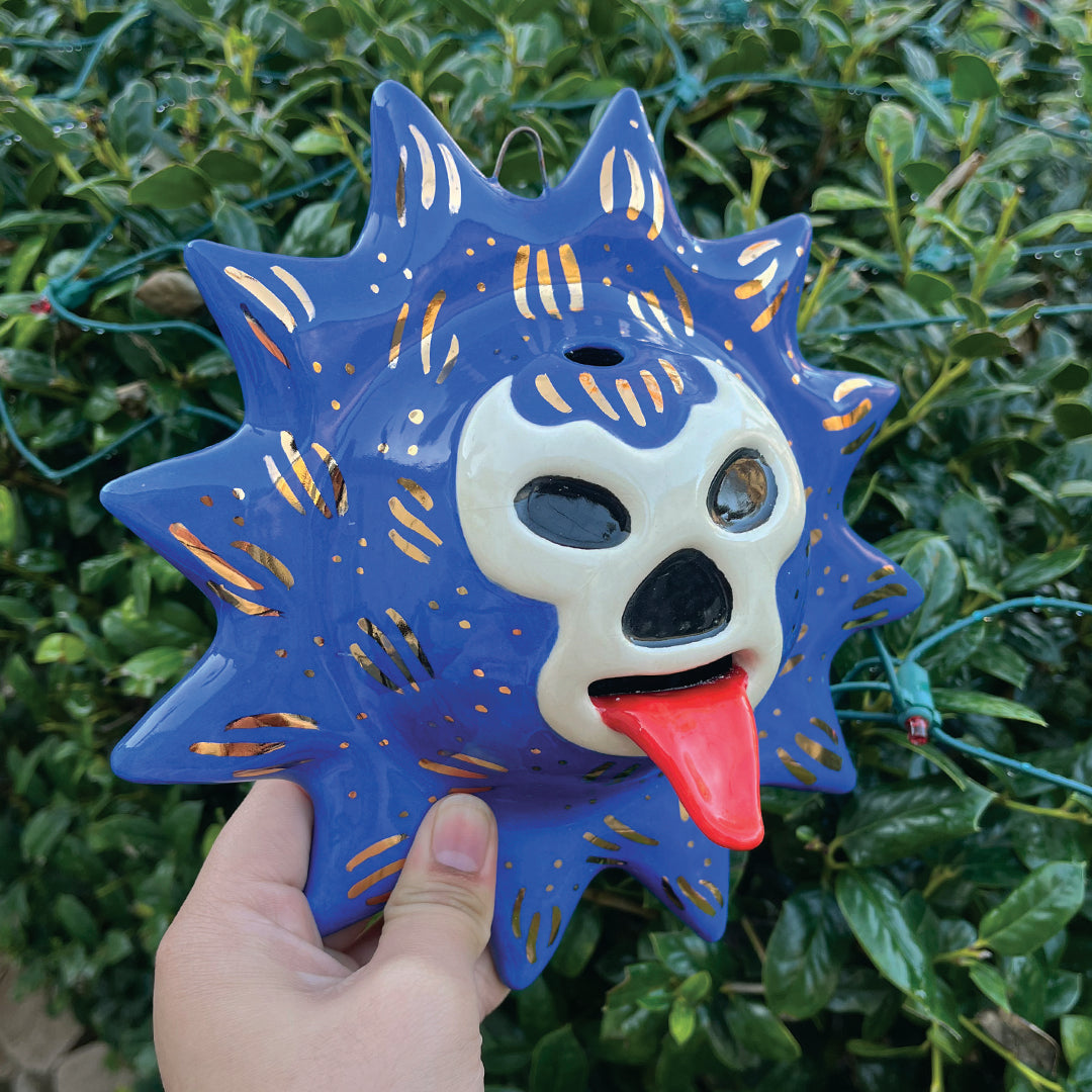 Golden Blue Demon Lucha Solecito Wall Hanging [Incense Holder/Burner]