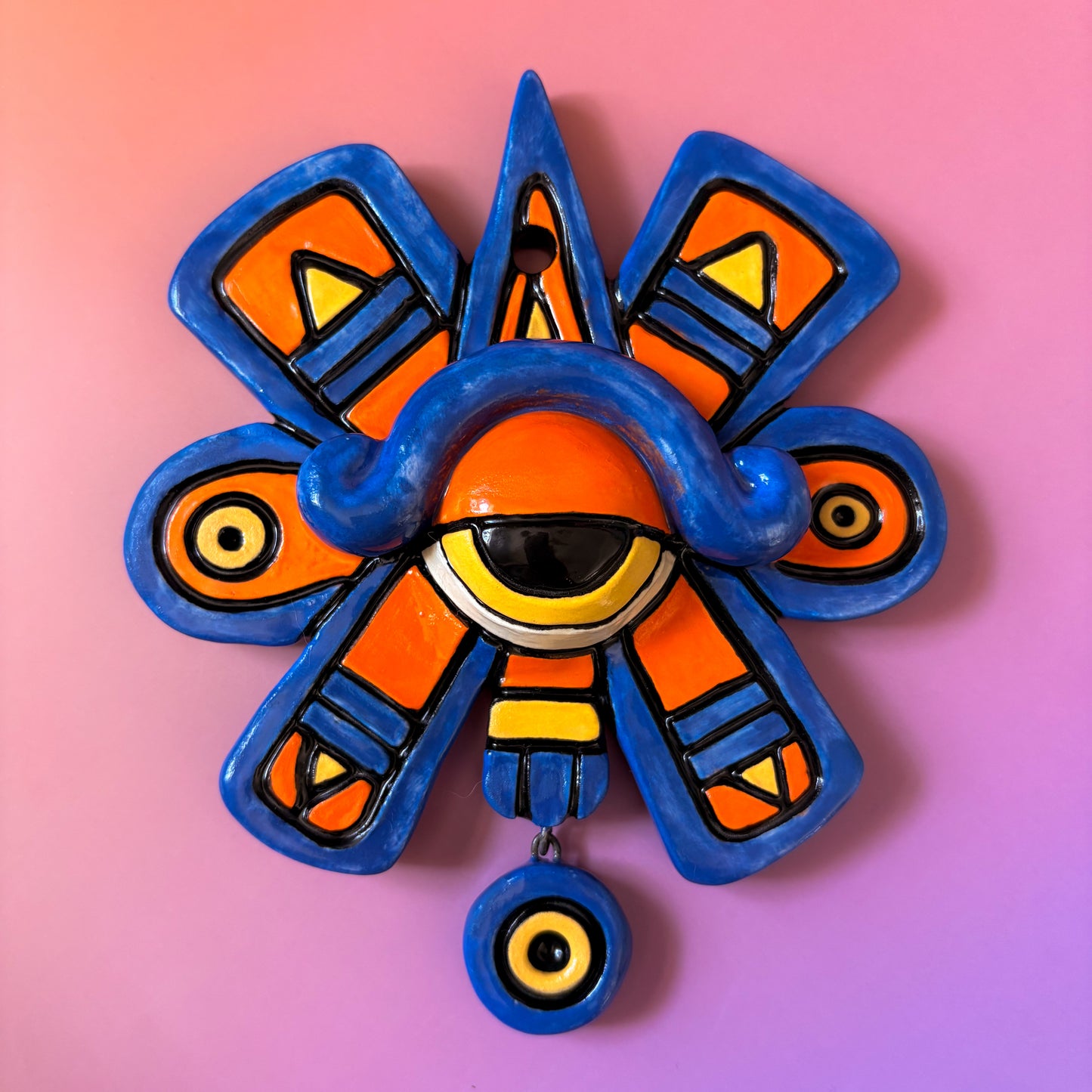 Blue-Orange Nahui Ollin Wall Hanging [DISCOUNTED]