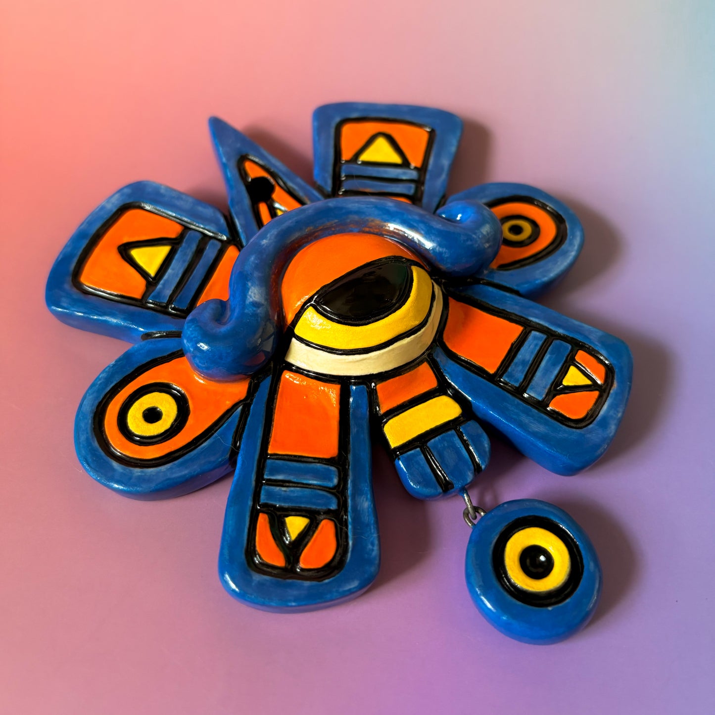 Blue-Orange Nahui Ollin Wall Hanging [DISCOUNTED]